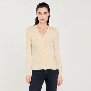 Sandro Beige Button-Up Women's Cardigan